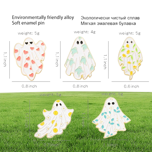 Ghost Enamel Pins Brooches Flower Punk Halloween Funny Cute Metal Badges Custom Lapel Women Kids Gifts Gothic Jewelry