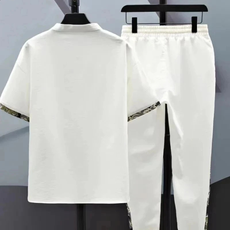 Shirt trousers 2023 summer fashion men shirt Cotton shirts mens sets High quality Two Piece size M4XL TZ0195 240312