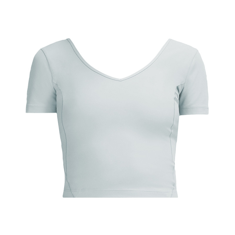 Women Naked Feeling Fitness Short Sleeve Crop Top Lu Summer Beauty Back Yoga Shirt Nylon Workout Gym Clothes High Elastic Cycling Running T-shirts Spo