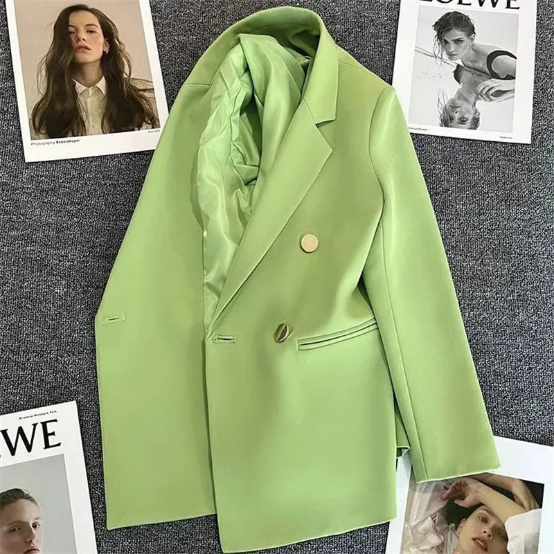 Spring Autumn High Quality Long Sleeve Female Blazer Double Button Jacket Ladies Business Work Wear Formal Coat Women Outerwea 240306