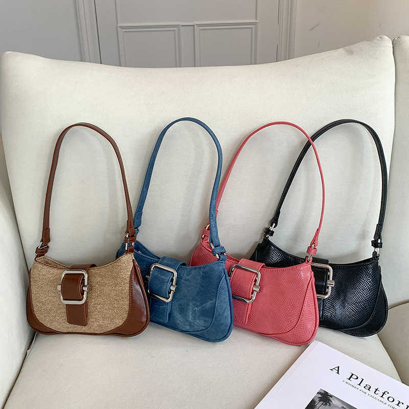 Shoulder Bags Underarm Splicing Method Stick Bag Niche Summer New Contrasting Color Temperament Shoulder Instagram Women s Fashion 240318