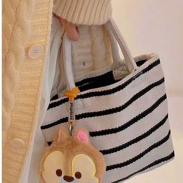 Handmade Woven Small Tote Bag Hand-held Rice Bag for Women Fashionable Versatile Cotton Bag 240315