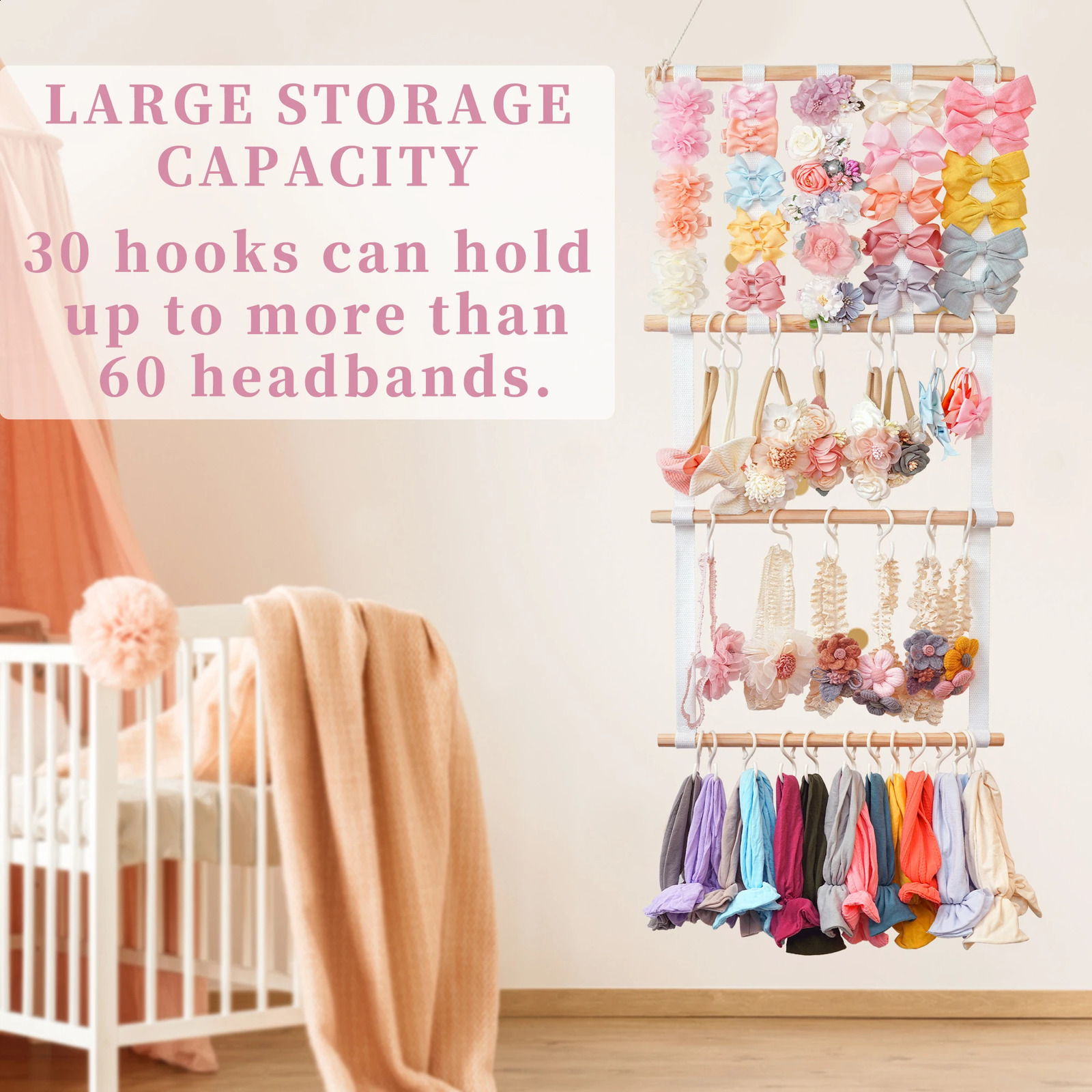 Hair Bows Holder Large Capacity Clips Storage Hanger Hat Organizer Baby Accessory Display Wholesales 240309