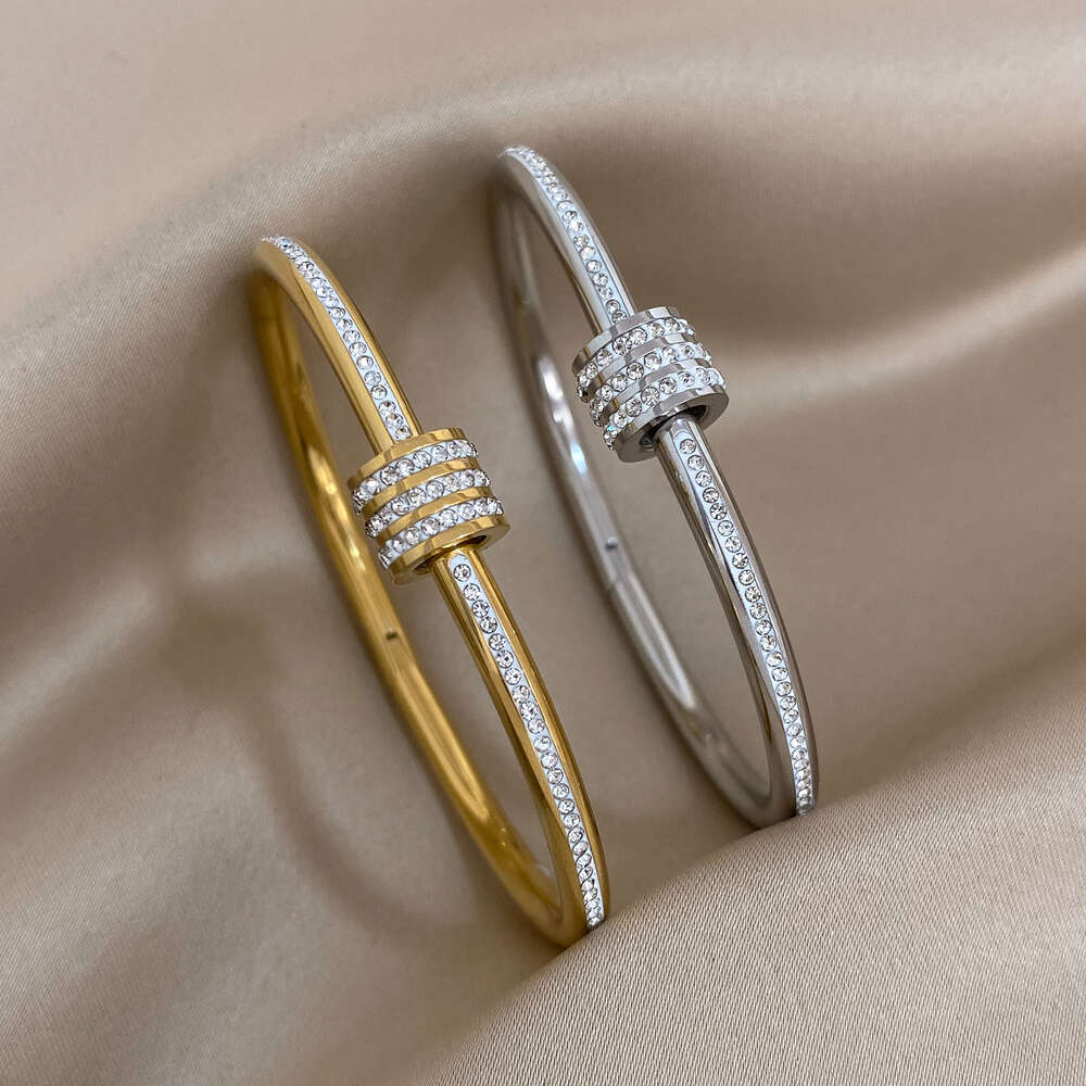 Stainless Steel Bracelet Bangle for Women Rolling Beads Bow Knot Heart Chain Bracelets Zircon Stackable Layered Jewelry