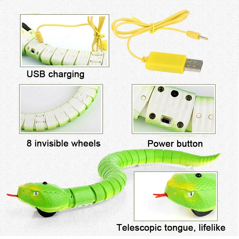 RC Remote Control Snake Toy For Cat Kitten Egg-shaped Controller Rattlesnake Interactive Snake Cat Teaser Play Toy Game Pet Kid 240315