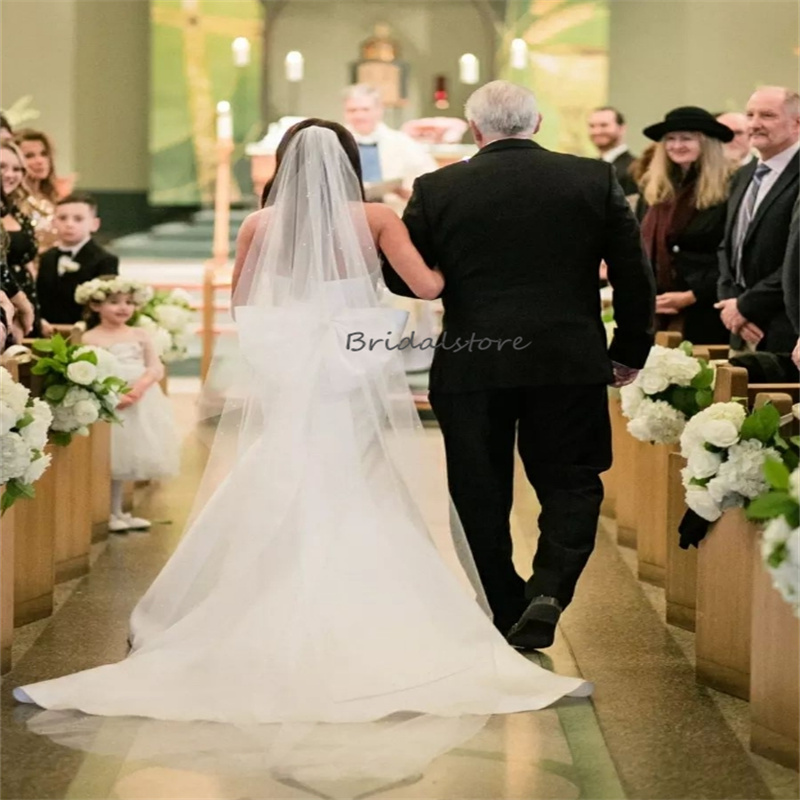 Big Bow Mermaid Wedding Dresses 2024 Simple Boho Strapless Satin Country Bridal Gowns Court Train Bohemian Beach Garden Bride Dress Casamento Vestios 