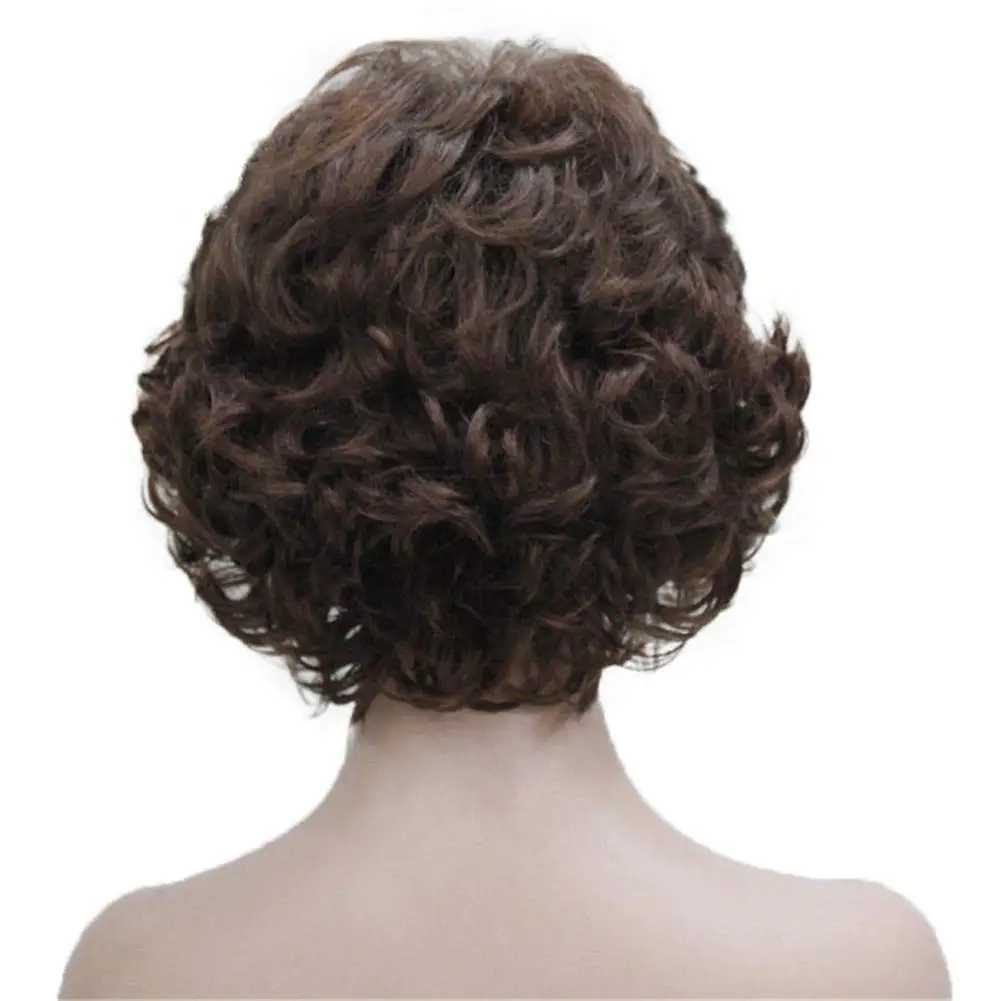 Slivery Grey Short Curly Wavy Wig 100% Imported Premium Synthetic Fashion Brown Hair Wigs For Women 240328 240327