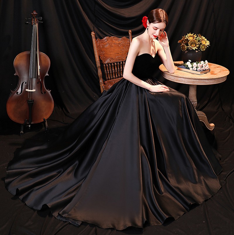 Black Long Prom Pageant Dress 2024 Sweetheart Sleeveless Top Velvet Lace Up A-line Women Formal Prom Birthday Gown Robe De Soiree