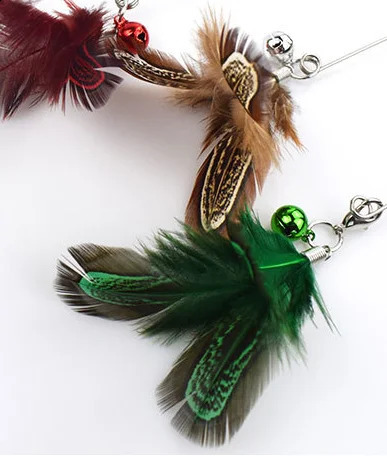 usd1.49/pc pet cat kitten toys cat teaser fishing pole rod sticks chicken feather 20pcs/lot 240315