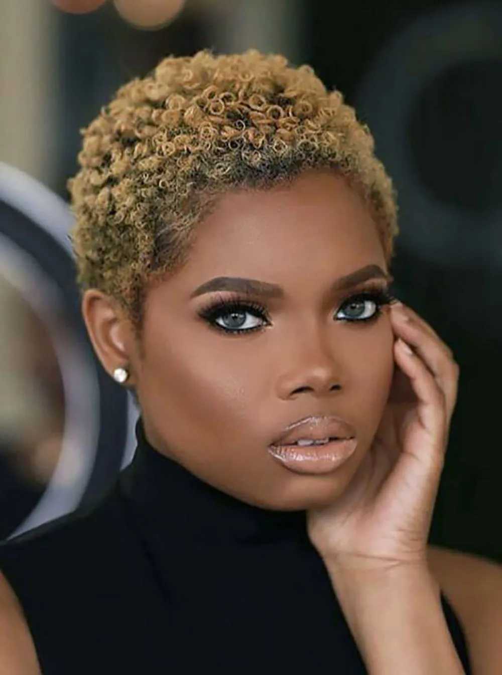 Nicelatus Short Pixie Kinky Synthetic Black Hairstyles Ombre Wig Afro Curly Wigs For Women 240328 240327