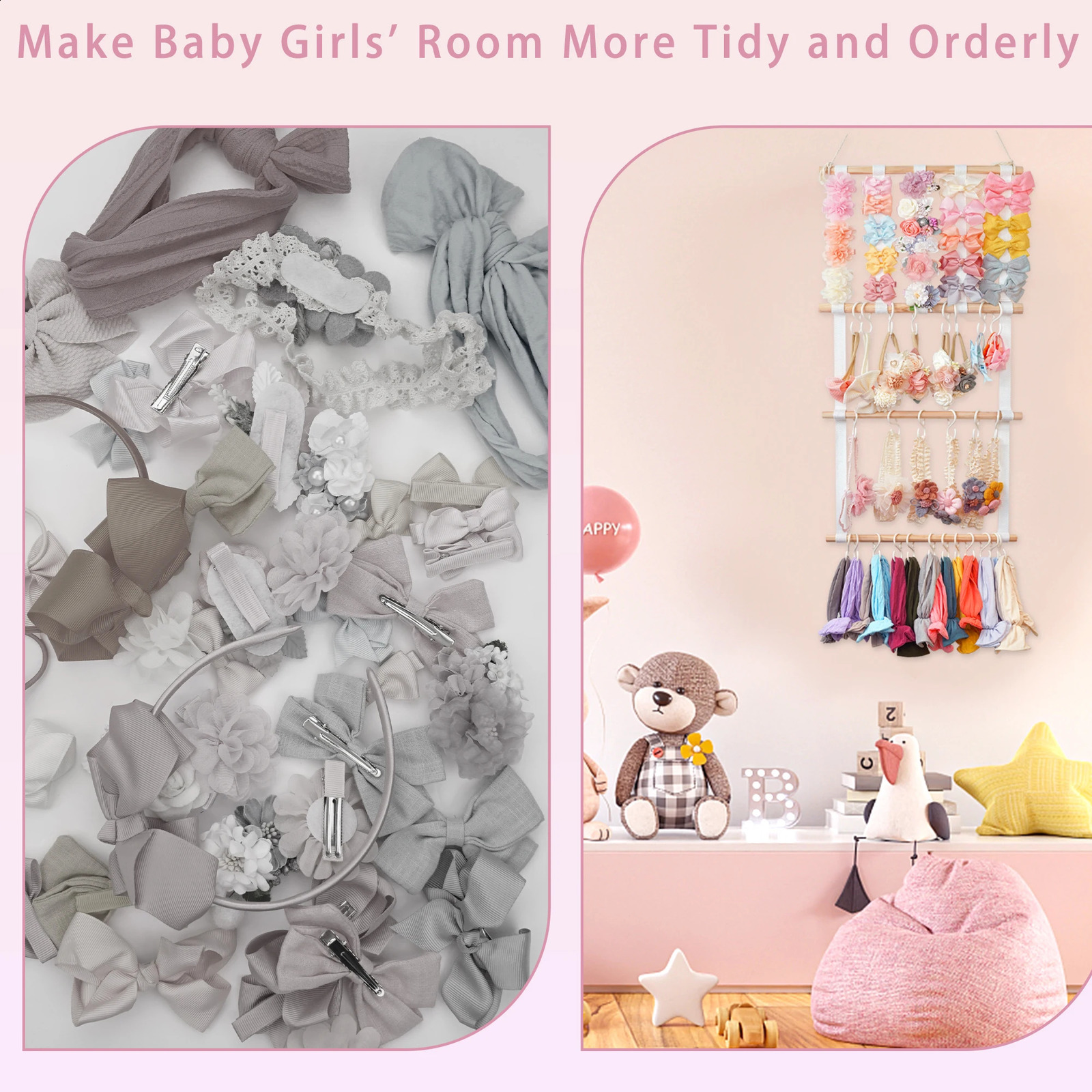 Hair Bows Holder Large Capacity Clips Storage Hanger Hat Organizer Baby Accessory Display Wholesales 240309