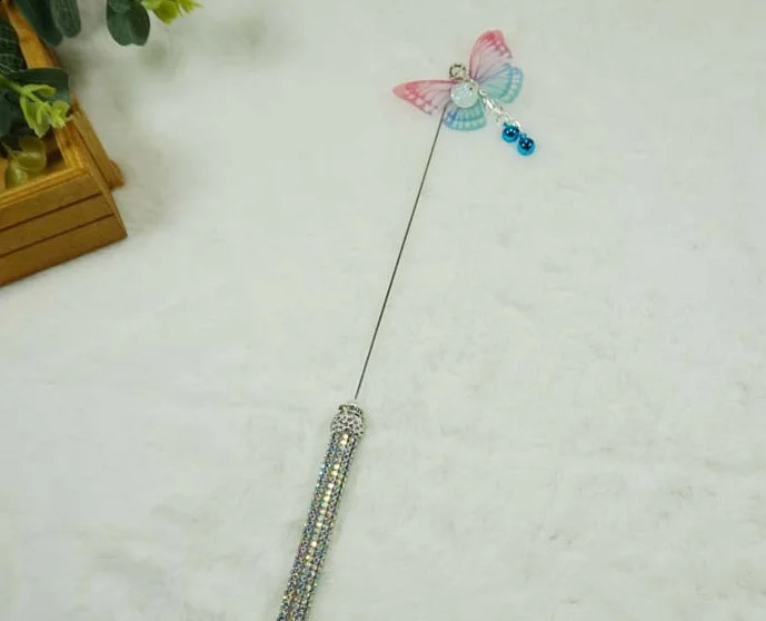 usd3.45/pc bling pet cat kitten toys cat teasers sticks fishing rod butterflies 20pcs/lot 240315
