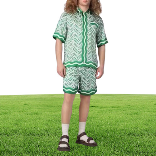 22SS Casabblannca Green Shade Pineapple Shirts Tee Shorts Suits Man Women Fashion Summer Beach Vacation Hawaii Tshirts Short Pant