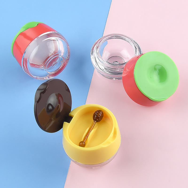 Honey Portable Lip Gloss Empty Bottle Cute Plastic Balm Container Jar Shaped Reusable with Small Spoon Refillable Hot