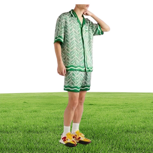 22SS Casabblannca Green Shade Pineapple Shirts Tee Shorts Suits Man Women Fashion Summer Beach Vacation Hawaii Tshirts Short Pant