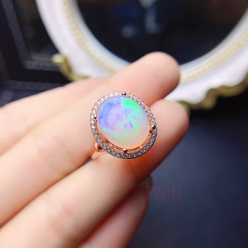 100 natural Opal Ring 3 CT Sterling Silver 925 Womens Sparkling gemstone Anniversary Party Classic Fine Jewelry gift 240315