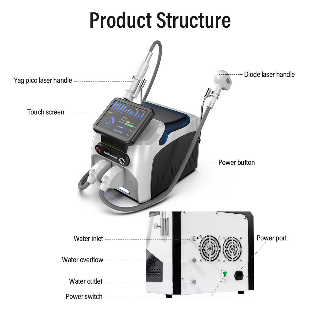 2024 Diode Laser Removal Hair Titanium Diode Laser Hair Removal Pico Laser Tattoo/Pigment Removal Skin Rejuvenation 2 in 1 Machine