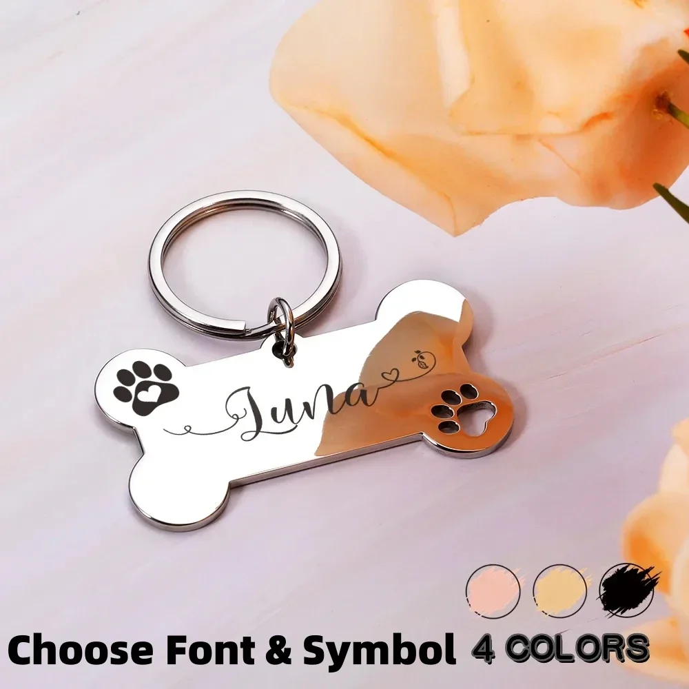 Personalized Tags Shiny Steel Free Engraving Kitten Puppy Anti-lost Collars Tag for Dog Cat Nameplate Pet Accessoires Bone Shape Pendant