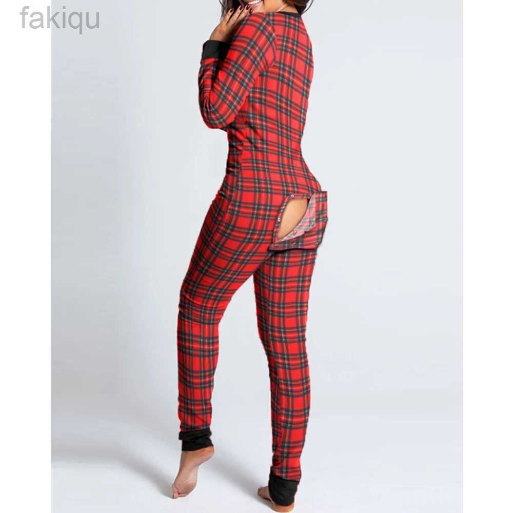 Sexy Pyjamas Women Christmas Onesies With Butt Flap For Adults Sexy Sleepwear Romper Open Butt Pajamas Jumpsuit Xmas Pyjama Long Nightie 24318