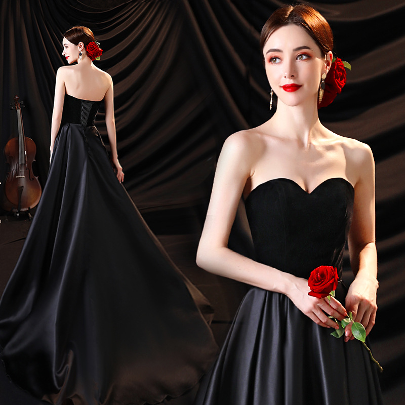 Black Long Prom Pageant Dress 2024 Sweetheart Sleeveless Top Velvet Lace Up A-line Women Formal Prom Birthday Gown Robe De Soiree