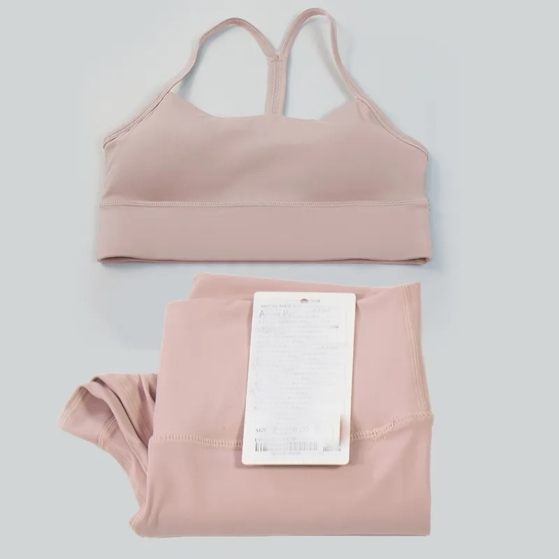 2 Pieces Women Yoga Set Gym Top Y-shaped Bra Fitness High Waist Push Up Align Leggings Workout Set Running Sports Clothes Tracksuits Sportswear