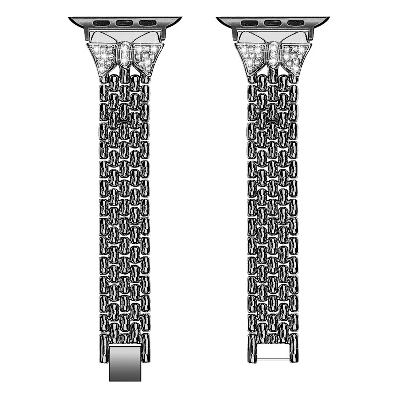 Fhx-15bd For Watch Band 38mm-42mm Women Watch Accessories Bling Diamond Stainless Steel Bracelet for iWatch 6 5 4 3 2 240311