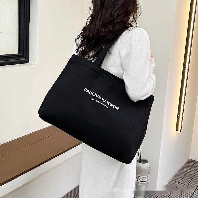 Canvas Bag Women Japanese Korean Niche Fashion Leisure Large Capacity Shoulder Bag, College Student Class Handbag 240315