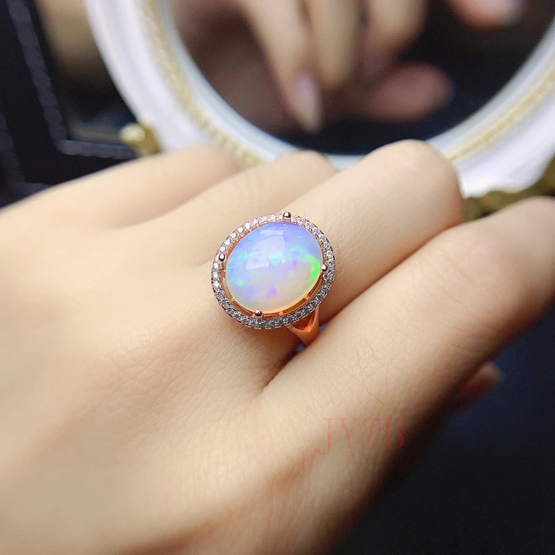 100 natural Opal Ring 3 CT Sterling Silver 925 Womens Sparkling gemstone Anniversary Party Classic Fine Jewelry gift 240315