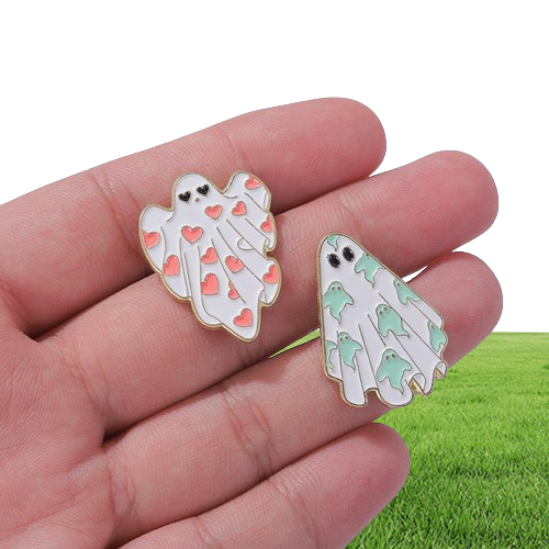 Ghost Enamel Pins Brooches Flower Punk Halloween Funny Cute Metal Badges Custom Lapel Women Kids Gifts Gothic Jewelry