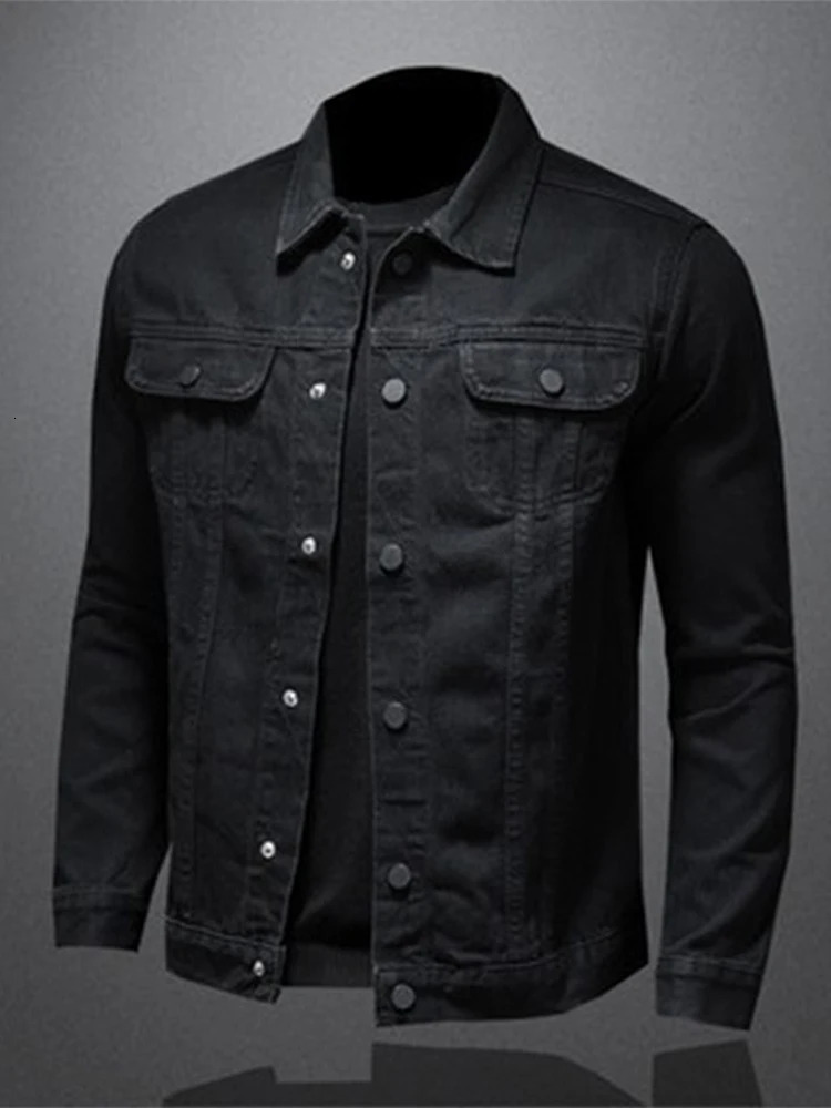 Denim Jacket Men Casual Loose Large Fashion Zipper Oneck Coat Man 2024 Spring Soft Amercian Long Sleeves Street Outwears 240311