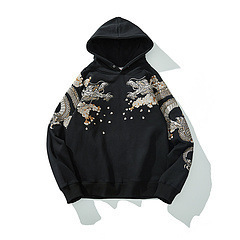 Autumn and winter new national Chinese style dragon embroidery loose cotton pullover hoodie men jacket Sweatshirt 201114