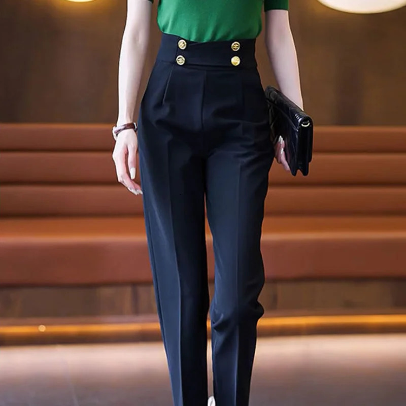 Clothing and Capris Skinny Tailoring Trousers for Woman Leggings Office Womens Harem Pants Slim Work High Waist Outfits Cotton 240309