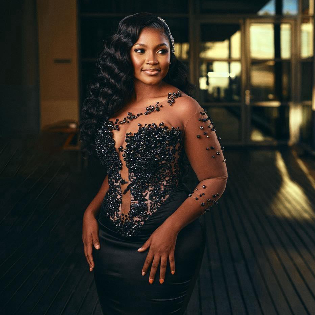 2024 African Plus Size Prom Dresses for Black Women Illusion Mermaid Evening Dresses Elegant Beaded Birthday Gowns Second Reception Gown Engagement Dr