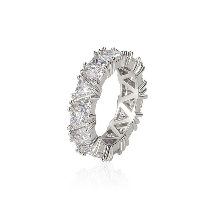Rulalei Brand Wedding Rings Luxury Jewelry 925 Sterling Silver Triangle White Moissanite Diamond CZ Diamond Gemstones Women Engagement Band Ring Gift