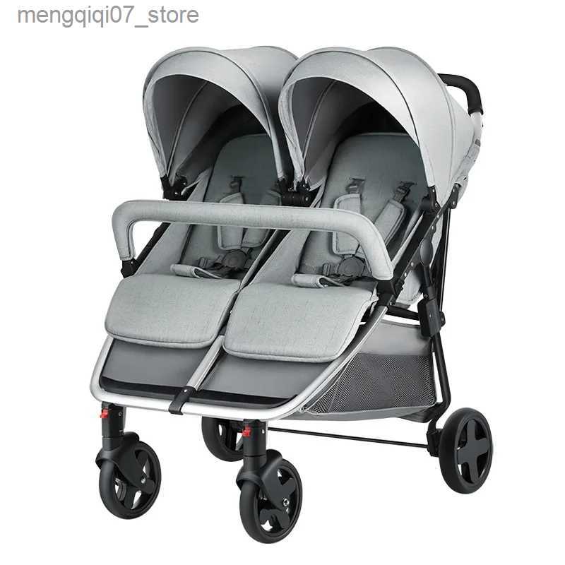 Strollers# Twin Baby Stroller Second Child Baby Sitting and Lying Stroller Push Non-detachable Strollers Side By Side lightweight strollers L240319