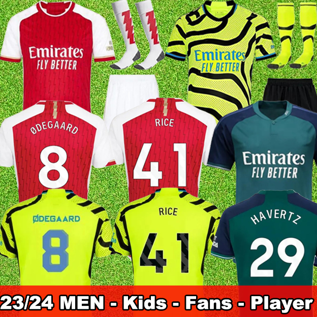 SAKA Soccer Jerseys G. JESUS ODEGAARD RICE HAVERTZ 23 24 Gunners MARTINELLI SMITH ROWE NKETIAH ZINCHENKO TROSSARD Football Shirt Men Kids Child Sets Kit ArsenalS