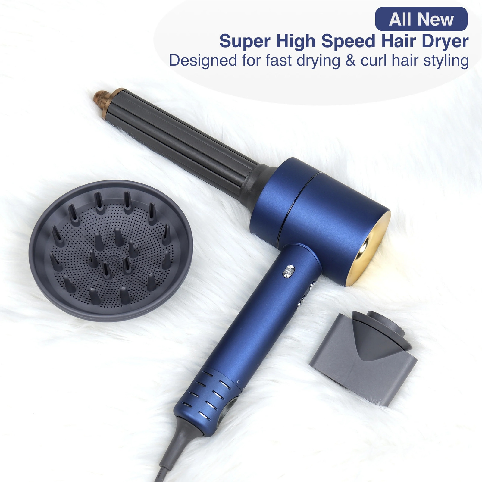 High Speed Hair Dryer Curler 220V Fast Dry With Hair Curling Nozzle Professional Styling Hairdryer For Hair With Curling Suit 240312