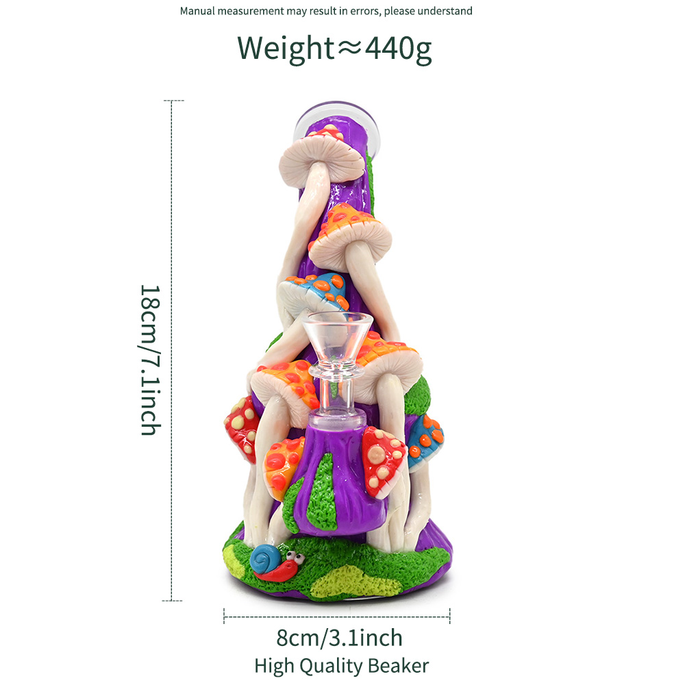 7.1in,Glass Mushroom Bongs With Polymer Clay Decorations,Hand Painted Glass Rigs,Cute Glass Pipes,Handmade Glass Hookah,Borosilicate Glass Water Pipe,