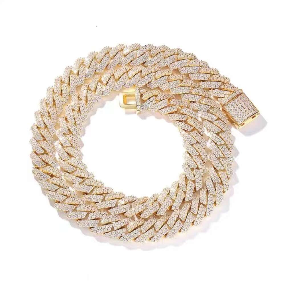 necklace moissanite chain Luxury Pass Diamond Tester 20mm 4row Stone Iced Out Vvs1 Moissanite Cuban Chain Men