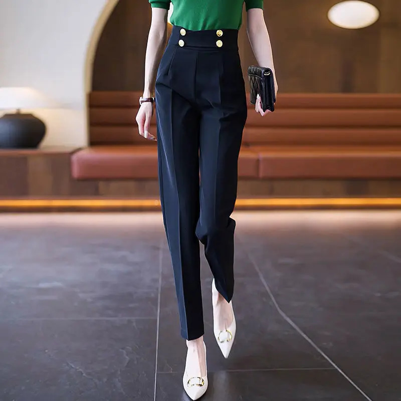 Clothing and Capris Skinny Tailoring Trousers for Woman Leggings Office Womens Harem Pants Slim Work High Waist Outfits Cotton 240309