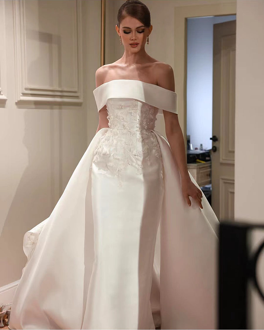 Mermaid Wedding Classic Dress Off The Shoulder Appliqued Lace Wers Sheath Vestidos De Novias With Detachable Train 326 Tachable