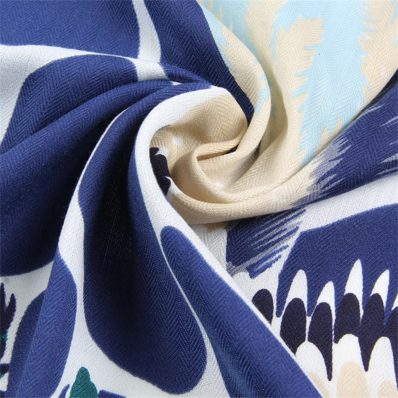 POBING Silk Cashmere Scarf Women Hand Rolled Shawls Giraffe Print Square Scarves Wraps Bandana Big Hijabs Female Foulard 135CM 240314