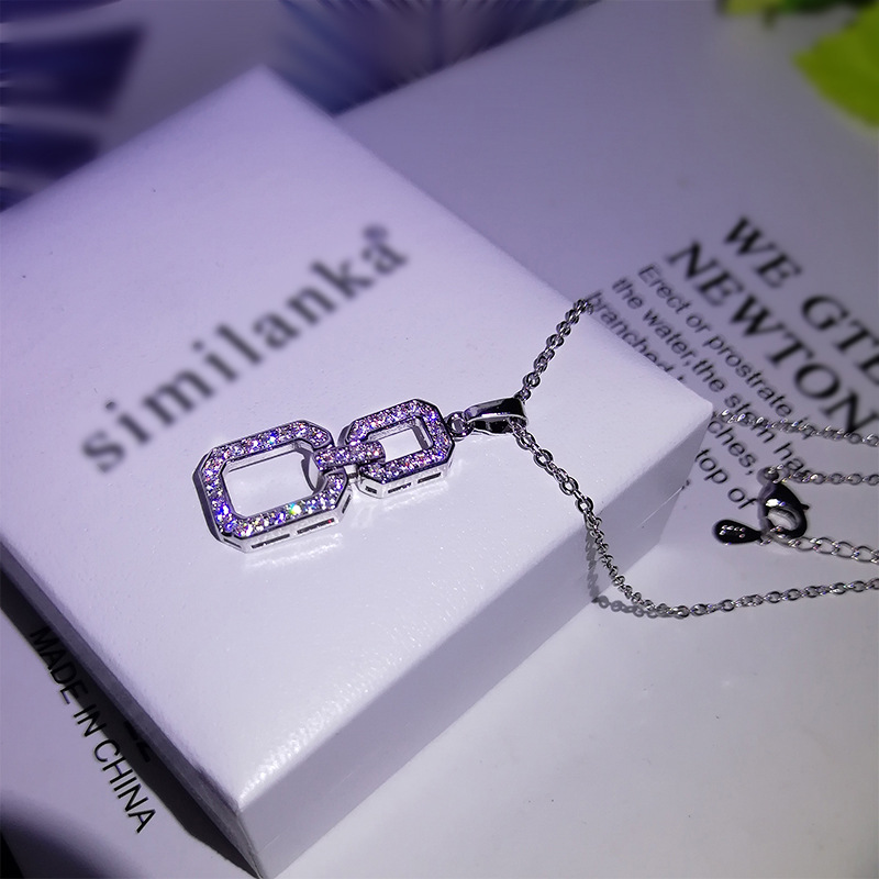 Sterg Sier Chain Pendant Necklace Women, Simple Fashion Jewelry with 5A Cubic Zirconia Stones, Perfect for Parties, Beach Wear and Everyday Elegance