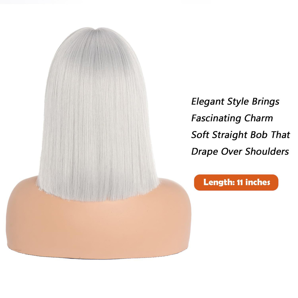 Synthetic Wigs Holiday Party Wig Girl BobWigs Short Straight Hair Full-mechanism Headgear