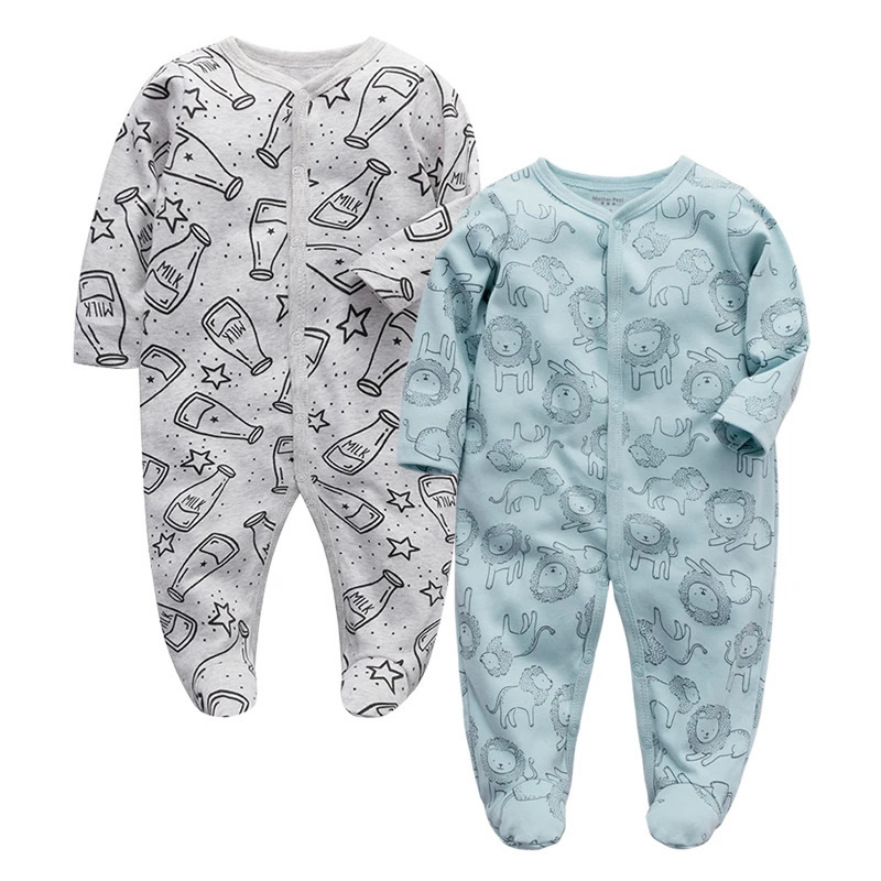 born Baby Boys Girls Sleepers Pajamas Babies Jumpsuits 2 PCSlot Infant Long Sleeve 0 3 6 9 12 Months Clothes 240313