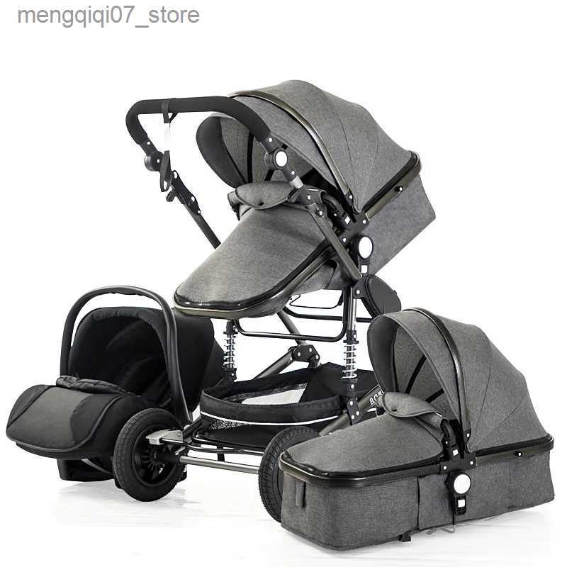 Strollers# 3 in 1 baby stroller Luxury High Landscape baby pram portable baby pushchair multifunctional Newborn Carriage double faced L240319