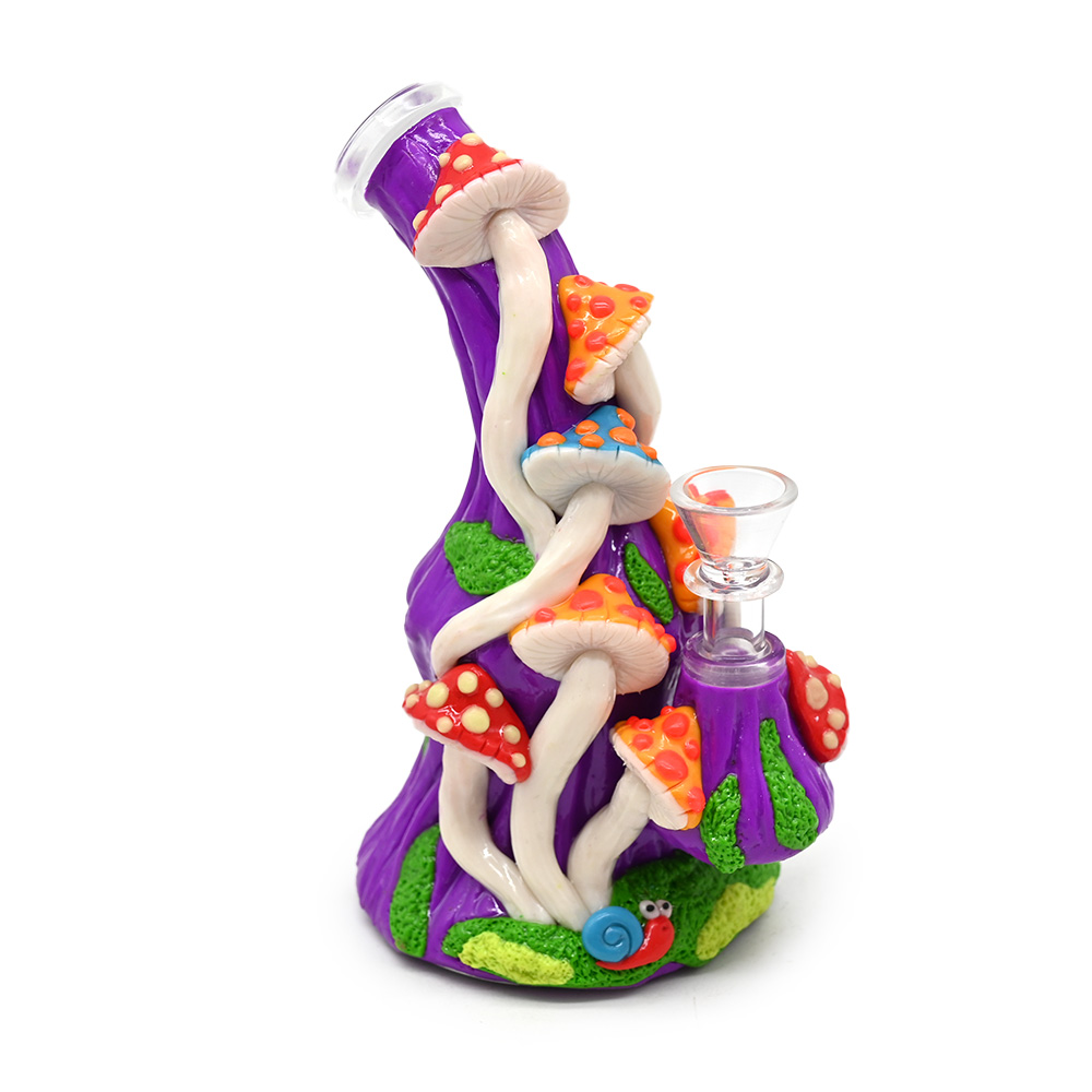 7.1in,Glass Mushroom Bongs With Polymer Clay Decorations,Hand Painted Glass Rigs,Cute Glass Pipes,Handmade Glass Hookah,Borosilicate Glass Water Pipe,