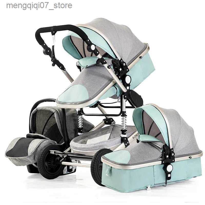 Strollers# 3 in 1 baby stroller Luxury High Landscape baby pram portable baby pushchair multifunctional Newborn Carriage double faced L240319