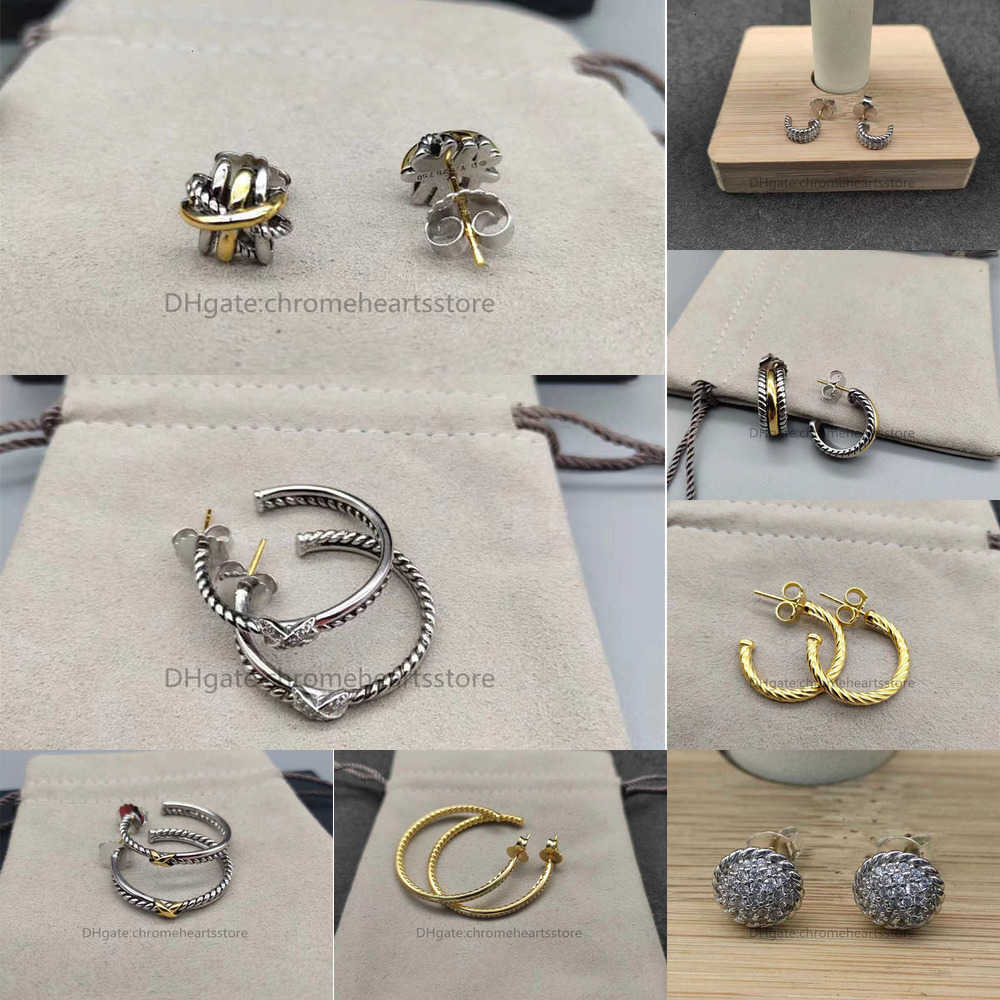 Luxury 925 Sterling Silver Designer earrings X Interlaced 5A Gold Luxury hoop stud earring For Woman Diamond Engagement Jewelry Gift 11 Color Choices RWOB