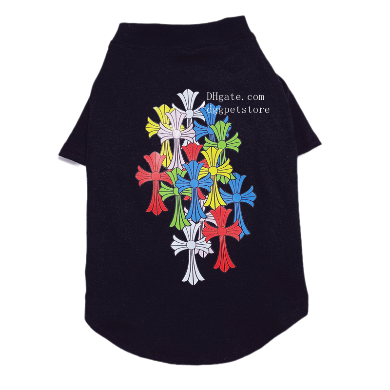 Designer Dog Clothes Brand Dog Apparel Fashionable Patterns Dog T Shirt Breathable Soft Pets Costume for Small Dogs Girl Boy, Puppy Cats, Pet Pullover Jumper Black S Y68